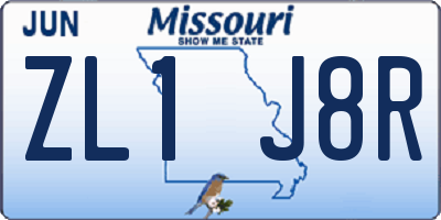 MO license plate ZL1J8R