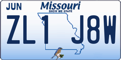 MO license plate ZL1J8W