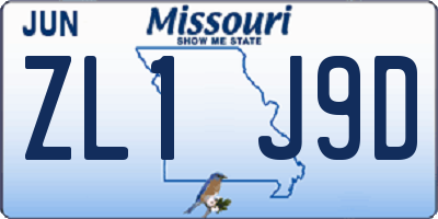 MO license plate ZL1J9D