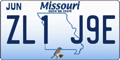 MO license plate ZL1J9E
