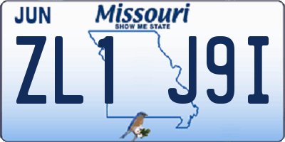 MO license plate ZL1J9I
