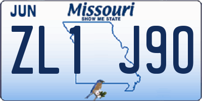 MO license plate ZL1J9O