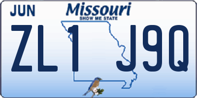 MO license plate ZL1J9Q