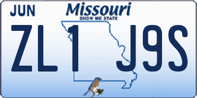 MO license plate ZL1J9S