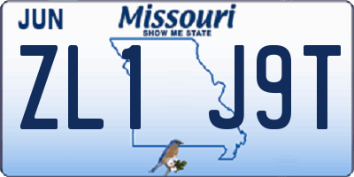 MO license plate ZL1J9T