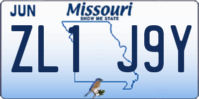MO license plate ZL1J9Y