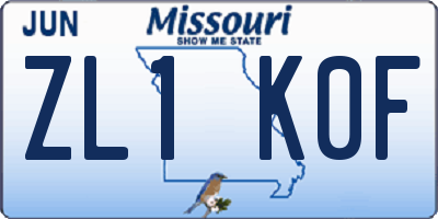 MO license plate ZL1K0F