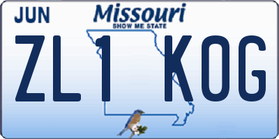 MO license plate ZL1K0G