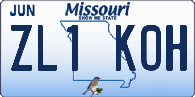 MO license plate ZL1K0H