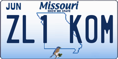 MO license plate ZL1K0M