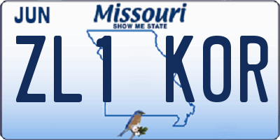 MO license plate ZL1K0R