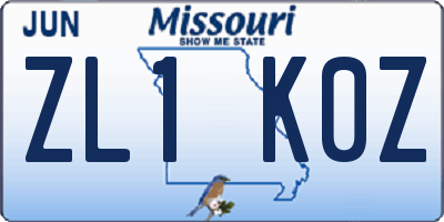 MO license plate ZL1K0Z