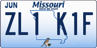 MO license plate ZL1K1F