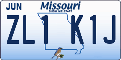 MO license plate ZL1K1J