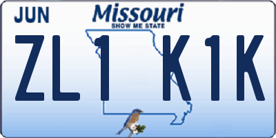 MO license plate ZL1K1K