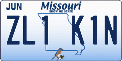 MO license plate ZL1K1N