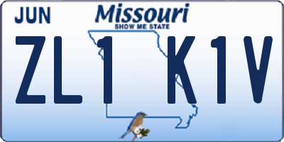 MO license plate ZL1K1V