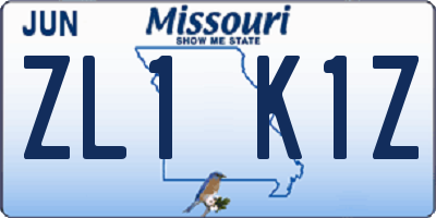 MO license plate ZL1K1Z