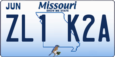 MO license plate ZL1K2A