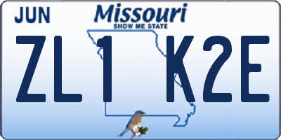 MO license plate ZL1K2E