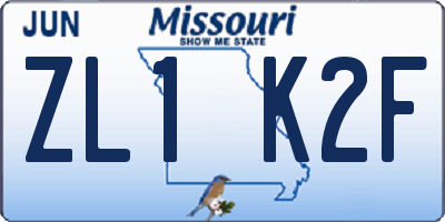 MO license plate ZL1K2F