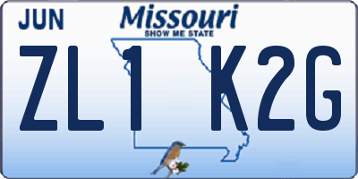 MO license plate ZL1K2G