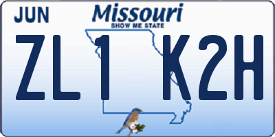 MO license plate ZL1K2H