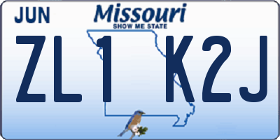 MO license plate ZL1K2J