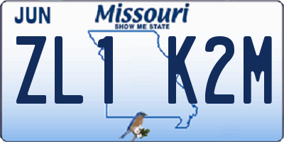 MO license plate ZL1K2M
