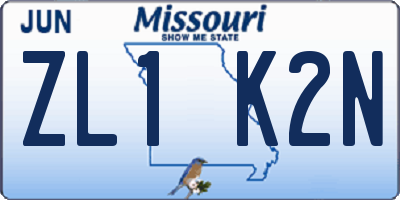MO license plate ZL1K2N