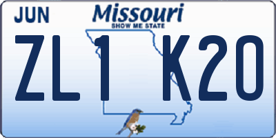 MO license plate ZL1K2O