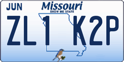 MO license plate ZL1K2P
