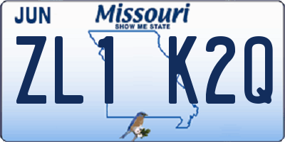 MO license plate ZL1K2Q