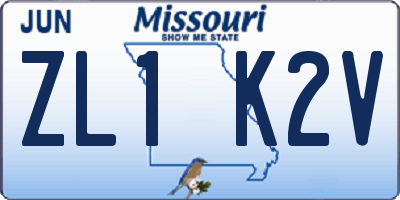 MO license plate ZL1K2V
