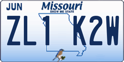 MO license plate ZL1K2W