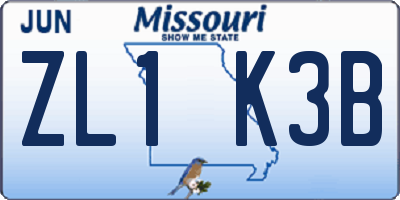 MO license plate ZL1K3B