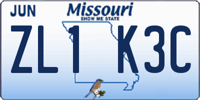 MO license plate ZL1K3C