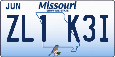 MO license plate ZL1K3I