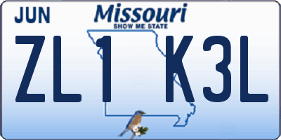 MO license plate ZL1K3L