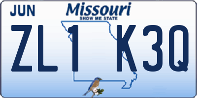 MO license plate ZL1K3Q