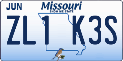 MO license plate ZL1K3S