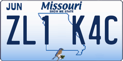 MO license plate ZL1K4C