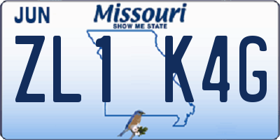 MO license plate ZL1K4G