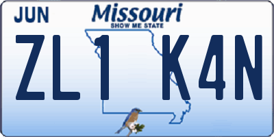MO license plate ZL1K4N