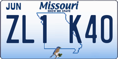 MO license plate ZL1K4O