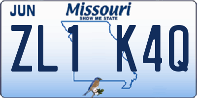 MO license plate ZL1K4Q