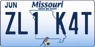 MO license plate ZL1K4T