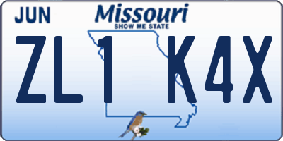 MO license plate ZL1K4X