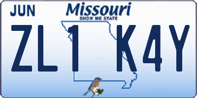 MO license plate ZL1K4Y