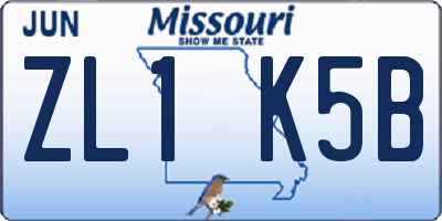 MO license plate ZL1K5B